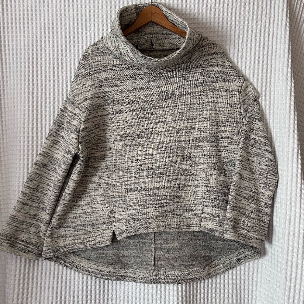 Anthropolgie Saturday Sunday Sweater Hi- Lo Heather Gr Space Dye Cowl neck Sz Lg